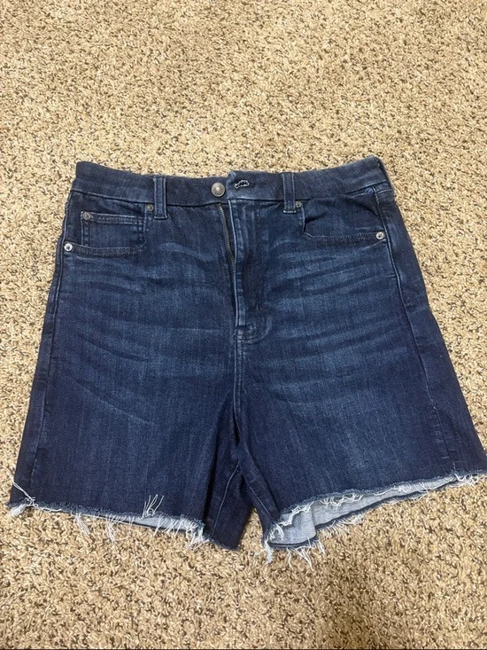 American Eagle Outfitters Dark Blue High Rise Ne(x)t Level Stretch Denim Shorts - Picture 1 of 6